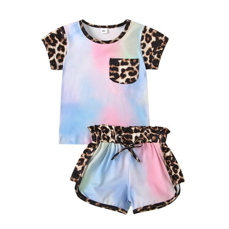 Calsunbaby Toddler Kids Baby Girl Summer Outfits Short Sleeve Tie-dye T Shirt Top Leopard Shorts Pants Clothes Set
Calsunbaby Toddler Kids Baby Girl Summer Outfits Short Sleeve Tie-dye T Shirt Top Leopard Shorts Pants Clothes Set