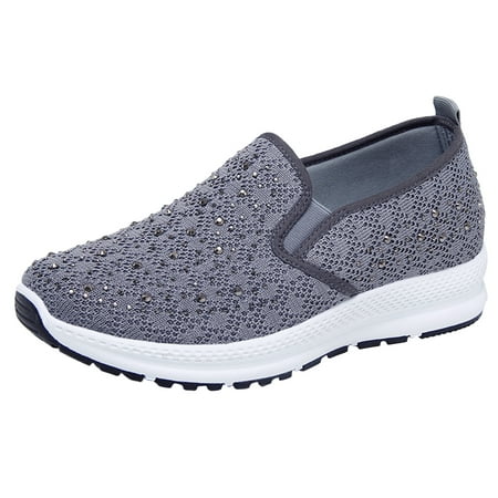 asdoklhq Womens Casual Shoes Women s Ladies Mesh Crystal Sport Shoes Sneakers Footwear Flat Breathable Shoes