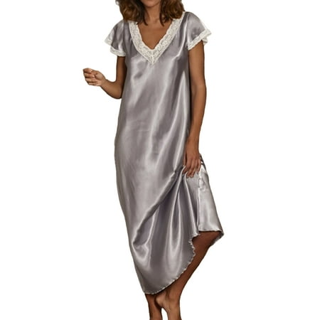 Colisha Ladies Nightdress Short Sleeve Sleepwear V Neck Nightgowns Nightwear Sleeping Solid Color Nightshirts Grey XS
Colisha Ladies Nightdress Short Sleeve Sleepwear V Neck Nightgowns Nightwear Sleeping Solid Color Nightshirts Grey XS