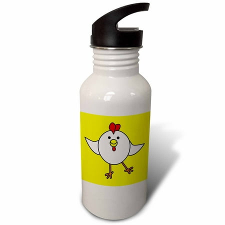 

Cute White Chicken Dance with Yellow Background 21 oz Sports Water Bottle wb-10778-1