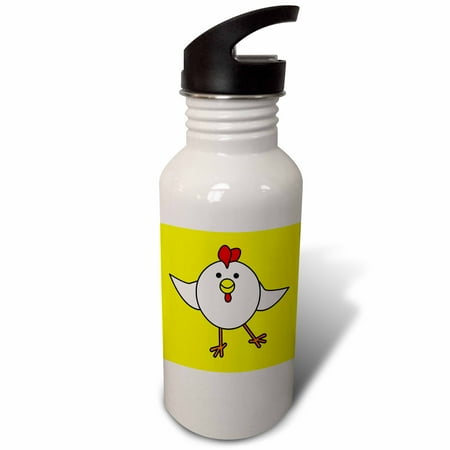 

Cute White Chicken Dance with Yellow Background 21 oz Sports Water Bottle wb-10778-1