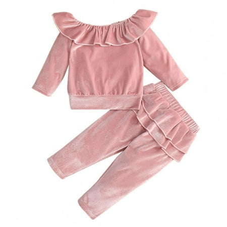 Winter Warm Toddler Baby Girls Velvet Outfits Sets Smooth Ruffle Trim Top Bow Pants Children Clothes For Girl 2pcs Suit
Winter Warm Toddler Baby Girls Velvet Outfits Sets Smooth Ruffle Trim Top Bow Pants Children Clothes For Girl 2pcs Suit
