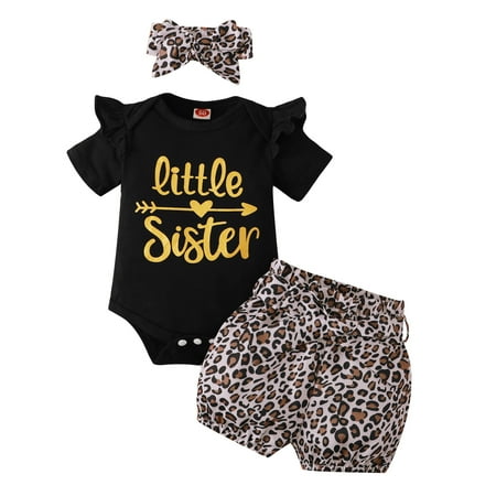 Mikrdoo Baby Girls Outfits little sister Ruffle Sleeve Summer Romper Leopard Shorts Headband 3Pcs Clothes Set Black 3-6 Months
Mikrdoo Baby Girls Outfits little sister Ruffle Sleeve Summer Romper Leopard Shorts Headband 3Pcs Clothes Set Black 3-6 Months