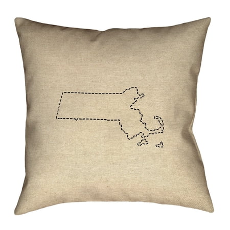 ArtVerse Katelyn Smith Massachusetts Outline Pillow - Faux Suede