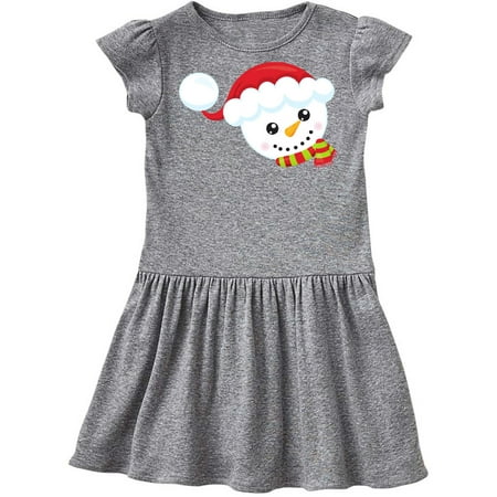 Inktastic Snowman With Santa Hat Carrot Nose Scarf Gift Toddler Girl Dress