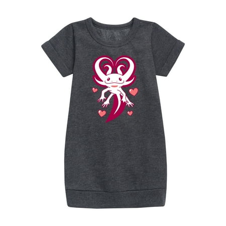 Instant Message - Axolotl Heart Fins - Toddler And Youth Girls Fleece Dress
