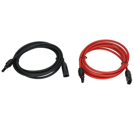 2Pcs Solar Panel Extension Cable 10AWG 6mm2 Solar Extension Cable Rated Voltage 1000V DC Red Black 3 m / 9.8ft
2Pcs Solar Panel Extension Cable 10AWG 6mm2 Solar Extension Cable Rated Voltage 1000V DC Red Black 3 m / 9.8ft
