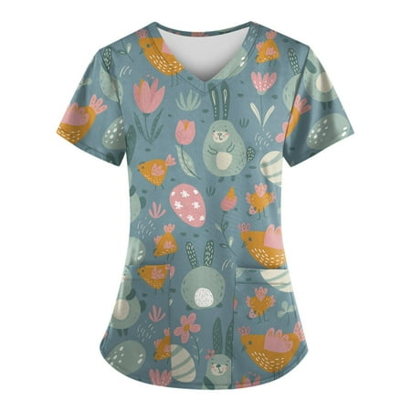 QAZXD Womens Tops Women Fashion Easter Print V-neck Short Sleeve Scrub Tops With Pockets Tops(Buy 2 Get 1 Free)
QAZXD Womens Tops Women Fashion Easter Print V-neck Short Sleeve Scrub Tops With Pockets Tops(Buy 2 Get 1 Free)
