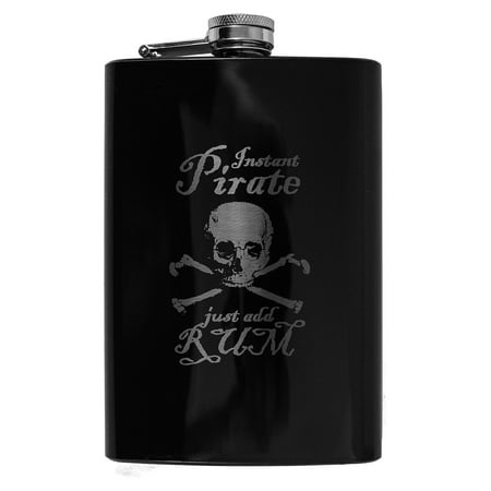 8oz BLACK Pirate Just Add Rum Flask