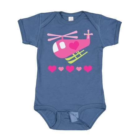 Inktastic Valentine Pink Heart Helicopter Gift Baby Boy or Baby Girl Bodysuit