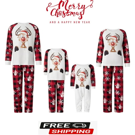 Gueuusu Christmas Pajamas for Family Long Sleeve Reindeer Print Tops + Plaid Pants Set Sleepwear
Gueuusu Christmas Pajamas for Family Long Sleeve Reindeer Print Tops + Plaid Pants Set Sleepwear