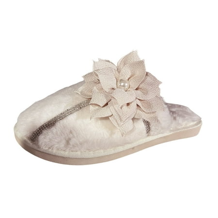 Daznico Slippers for Women Indoor Ladies Winter Plush Flower Rhinestone Decoration Warm Flat Bottom Cotton Slippers Beige 8
Daznico Slippers for Women Indoor Ladies Winter Plush Flower Rhinestone Decoration Warm Flat Bottom Cotton Slippers Beige 8
