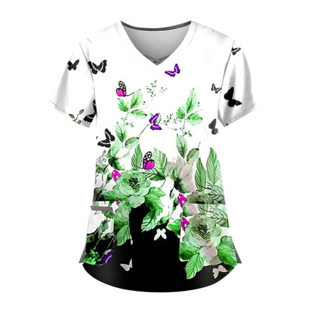 Gotyou Women s Tops Plus Size Flower Printed Scrub Working Uniform Tops for Women Cross V-Neck Short Sleeve Fun T-Shirts Workwear Tee with Pockets Green S
Gotyou Women s Tops Plus Size Flower Printed Scrub Working Uniform Tops for Women Cross V-Neck Short Sleeve Fun T-Shirts Workwear Tee with Pockets Green S