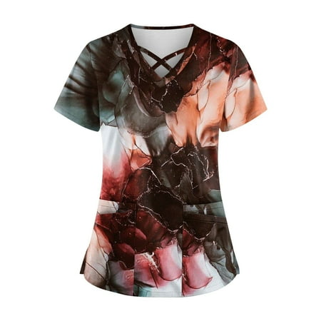 Hanas Women s Top Fashion Summer Plus Size Cute Printed Scrub Working Uniform Tops For Women Cross V-Neck Short Sleeve Fun T-Shirts Workwear Tee With Pockets Wine/XXXXL
Hanas Women s Top Fashion Summer Plus Size Cute Printed Scrub Working Uniform Tops For Women Cross V-Neck Short Sleeve Fun T-Shirts Workwear Tee With Pockets Wine/XXXXL