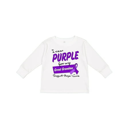 Inktastic I Wear Purple for My Great Grandma-Support Hope Cure Gift Toddler Boy or Toddler Girl Long Sleeve T-Shirt 
Inktastic I Wear Purple for My Great Grandma-Support Hope Cure Gift Toddler Boy or Toddler Girl Long Sleeve T-Shirt