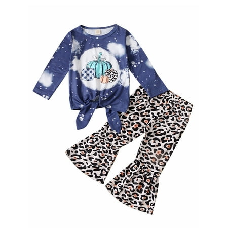 Canrulo Halloween Kids Baby Girls Clothes Set Pumpkin Print Bandage Long Sleeve Tops Leopard Flare Pants Dark Blue 2-3 Years
Canrulo Halloween Kids Baby Girls Clothes Set Pumpkin Print Bandage Long Sleeve Tops Leopard Flare Pants Dark Blue 2-3 Years