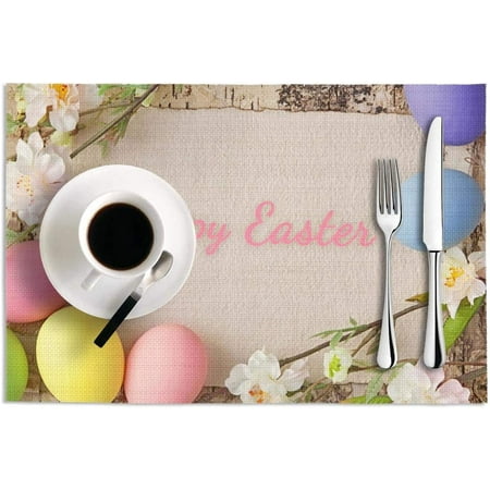 Happy Easter Eggs Colorful on Wood Placemats Set Of 2 Non Slip Heat-Resistant Washable Table Place Mats for Kitchen Dining Home Decoration for Easter 12 X 18 Inch
Happy Easter Eggs Colorful on Wood Placemats Set Of 2 Non Slip Heat-Resistant Washable Table Place Mats for Kitchen Dining Home Decoration for Easter 12 X 18 Inch
