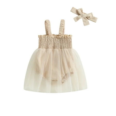 Eyicmarn Baby Girl Summer Outfits Sleeveless Smocked Romper Tulle Dress with Headband Set 2Pcs Clothes
Eyicmarn Baby Girl Summer Outfits Sleeveless Smocked Romper Tulle Dress with Headband Set 2Pcs Clothes