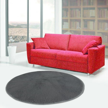 5 Sizes Super Soft Thick Anti-Skid Fluffy Round Children Area Rug for Living Room Bedroom Kids Room Nursery,Gray