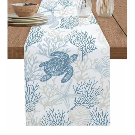Blue Grey Coastal Table Runner Sea Turtle Nautical Coral Summer Beach Tablerunners 18 x 72 Inch Table Decorations Tabletop Scarf for Summer Gathering Holiday Farmhouse Kitchen Dining Decor
Blue Grey Coastal Table Runner Sea Turtle Nautical Coral Summer Beach Tablerunners 18 x 72 Inch Table Decorations Tabletop Scarf for Summer Gathering Holiday Farmhouse Kitchen Dining Decor