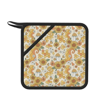 1 PCS Pot Holders for Kitchen - Heat Resistant Silicone Pot Holders with Hanging Loop Retro 70s 60s Flower Non Slip Oven Hot Pads Potholders for Decor Baking Cooking Kitchen
1 PCS Pot Holders for Kitchen - Heat Resistant Silicone Pot Holders with Hanging Loop Retro 70s 60s Flower Non Slip Oven Hot Pads Potholders for Decor Baking Cooking Kitchen
