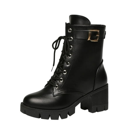 Paiwinds Boots for Women Women Mid Heel Casual Platform Female Fashion Heel Belt Buckle Lace-up Ankle Shoes Black
Paiwinds Boots for Women Women Mid Heel Casual Platform Female Fashion Heel Belt Buckle Lace-up Ankle Shoes Black