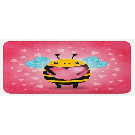 Queen Bee Kitchen Mat Valentine s Day Themed Bumblebee Holding a Giant Heart Cartoon Style Plush Decorative Kitchen Mat with Non Slip Backing 47 X 19 Coral Pale Blue Yellow by Ambesonne
Queen Bee Kitchen Mat Valentine s Day Themed Bumblebee Holding a Giant Heart Cartoon Style Plush Decorative Kitchen Mat with Non Slip Backing 47 X 19 Coral Pale Blue Yellow by Ambesonne