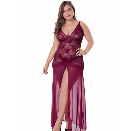 LINGERLOVE Women s Plus Size Lingerie Sexy Split Maxi Long Nightgown Sheer Dress
LINGERLOVE Women s Plus Size Lingerie Sexy Split Maxi Long Nightgown Sheer Dress