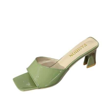 Womens Sandals Fashion Summer Women Sandals Medium Heel Thick Heel Open Toe Solid Color Casual Slip On Women S Sandals Pu Green 38
Womens Sandals Fashion Summer Women Sandals Medium Heel Thick Heel Open Toe Solid Color Casual Slip On Women S Sandals Pu Green 38