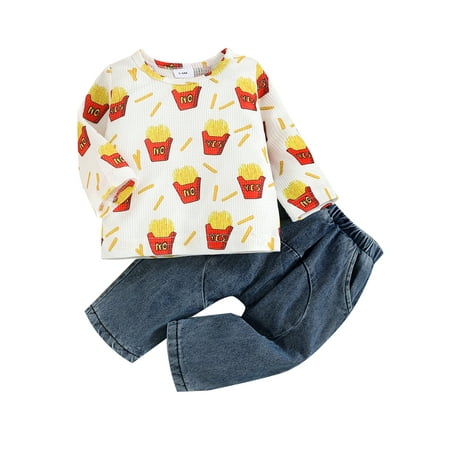 Canrulo Newborn Baby Boy Girl Clothes Long Sleeve Cartoon Print T-shirt Tops Denim Pant Jeans 2PCS Sets White Blue 3-6 Months
Canrulo Newborn Baby Boy Girl Clothes Long Sleeve Cartoon Print T-shirt Tops Denim Pant Jeans 2PCS Sets White Blue 3-6 Months