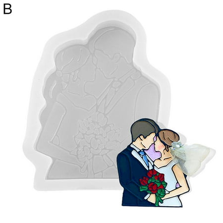 iaksohdu DIY Silicone Couple Wedding Theme Handmade Fondant Cookie Cutter Mold Cake Decor