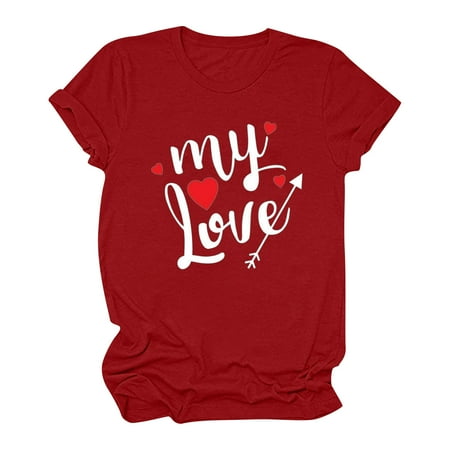 Shirts for Women Womens Tops Dressy Casual Womens Valentine s Day Print Round Neck Pullover Tops Casual Short Sleeve T-shirt Off The Shoulder Tops for Women Tube Tops for Women Arrival Red XL
Shirts for Women Womens Tops Dressy Casual Womens Valentine s Day Print Round Neck Pullover Tops Casual Short Sleeve T-shirt Off The Shoulder Tops for Women Tube Tops for Women Arrival Red XL