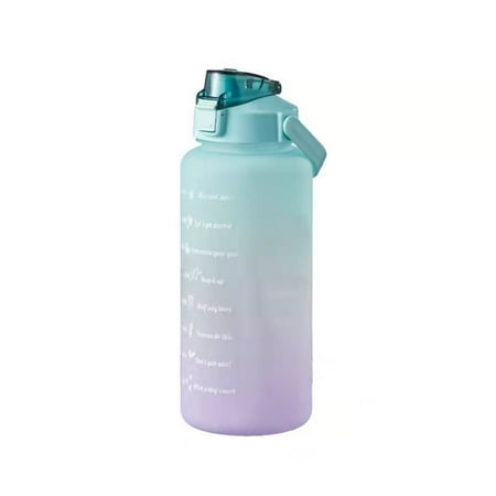 Portable Sports Water Bottle with Straw & Motivational Time Marking Reminder Green