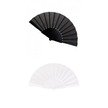 Pack Of 2 Solid Hand Fans Chinese Folding Fan Burlesque 20s Costume Prop