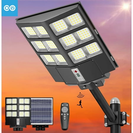 600W Solar Street Light Outdoor 60000LM Parking Lot Light Commercial 6500K Dusk to Dawn Led Street Light Solar Powered Security Flood Light with Motion Sensor for Basketball Court Road
600W Solar Street Light Outdoor 60000LM Parking Lot Light Commercial 6500K Dusk to Dawn Led Street Light Solar Powered Security Flood Light with Motion Sensor for Basketball Court Road