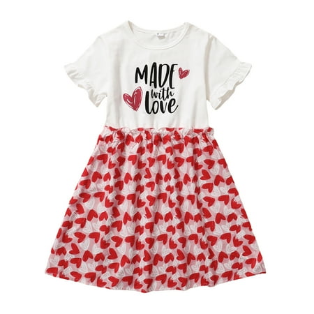 4T Baby Girl Clothes Little Girls Dress Short Sleeve Letter Print Dress 4-5T Heart Print Summer Dress White 
4T Baby Girl Clothes Little Girls Dress Short Sleeve Letter Print Dress 4-5T Heart Print Summer Dress White
