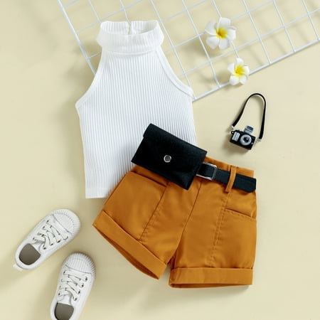 Hunpta Summer Toddler Girls Sleeveless Ribbed Vest Tops And Shorts Belt Waist Bag Outfits
Hunpta Summer Toddler Girls Sleeveless Ribbed Vest Tops And Shorts Belt Waist Bag Outfits