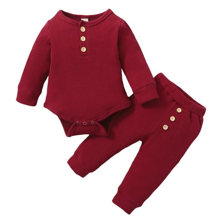 Sunisery 2PCS Newborn Baby Boys Girls Clothes Set Infant Jumpsuit Romper + Pants Autumn Spring Outfits Wine Red 6-9 Months
Sunisery 2PCS Newborn Baby Boys Girls Clothes Set Infant Jumpsuit Romper + Pants Autumn Spring Outfits Wine Red 6-9 Months