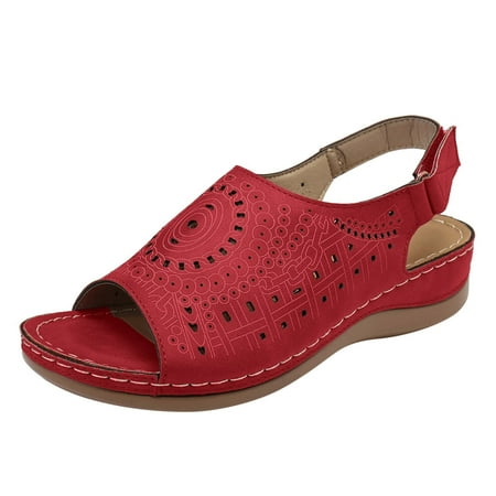 Womens Sandals Fashion Women Summer Hollow Out Wedges Shoes Beach Peep Toe Breathable Sandals Women S Sandals Pu Red 37
Womens Sandals Fashion Women Summer Hollow Out Wedges Shoes Beach Peep Toe Breathable Sandals Women S Sandals Pu Red 37