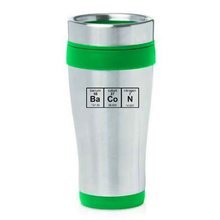 16oz Insulated Stainless Steel Travel Mug Bacon Periodic Table (Green )