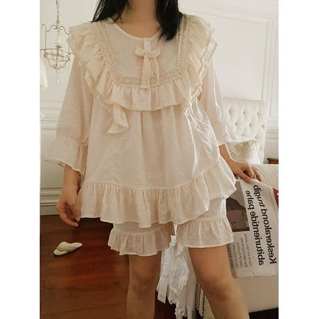 CoCopeaunt New Women Princess Sleepwear High Quality Cotton Crepe Fabric Pajama Sets Lace Tops+Shorts Vintage Lady Girl Bow Pyjamas Set
CoCopeaunt New Women Princess Sleepwear High Quality Cotton Crepe Fabric Pajama Sets Lace Tops+Shorts Vintage Lady Girl Bow Pyjamas Set