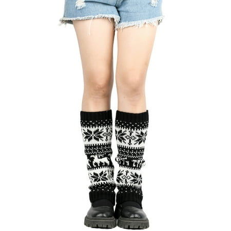 Women Thicken Christmas Socks Snowflake Fawn Winter Warm Foot Cover Stocking