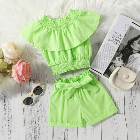 Hunpta Toddler Kids Baby Girls Solid Off Shoulder Ruffle T Shirt Tops Bow Shorts 2PCS Outfits Clothes Set
Hunpta Toddler Kids Baby Girls Solid Off Shoulder Ruffle T Shirt Tops Bow Shorts 2PCS Outfits Clothes Set