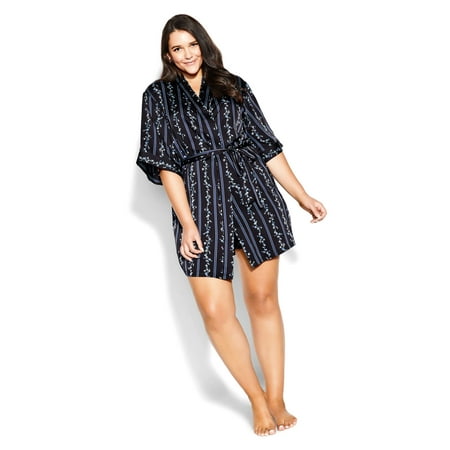 City Chic Women s Plus Size Azaria Robe - Black