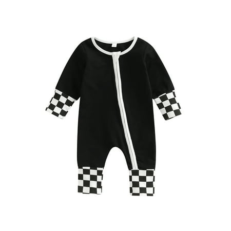 Frobukio Toddler Baby Girls Boys Zip Romper Checkerboard Patchwork Round Neck Long Sleeve Jumpsuit Bodysuit Black 18-24 Months
Frobukio Toddler Baby Girls Boys Zip Romper Checkerboard Patchwork Round Neck Long Sleeve Jumpsuit Bodysuit Black 18-24 Months