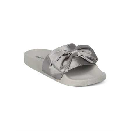 New Women Satin Open Toe Bow Tie Footbed Slide - 17853 By Qupid Collection