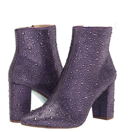 Earlde Womens Cady Embellished Ankle Boots Purple
