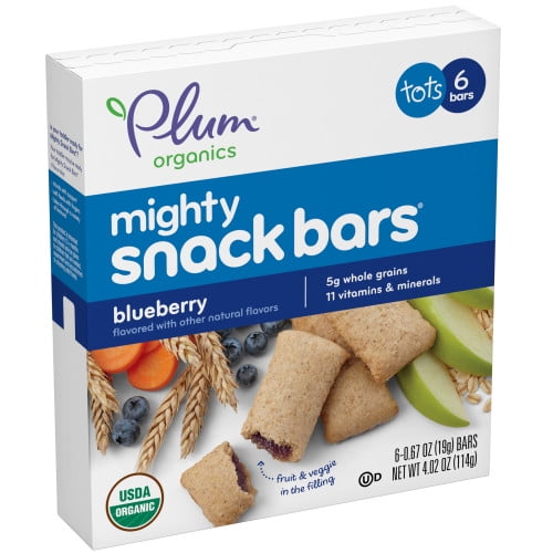 Plum Organics Mighty Snack Bars for Toddlers, Blueberry Fruit Snack Bar, 4 Ounce Box