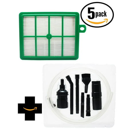 5-Pack Replacement Electrolux EL4050B Versatility Vacuum HEPA Filter with 7-Piece Micro Vacuum Attachment Kit - Compatible Electrolux EL012B HEPA Filter