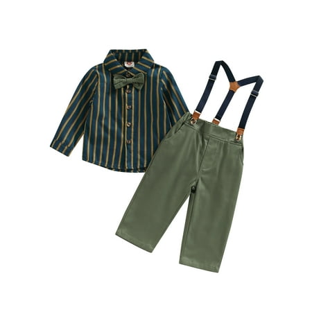Nokpsedcb Kids Toddler Boys Gentleman Outfits Striped Long Sleeve Button Up Shirt Elastic Trousers with Suspenders Set Green 6-12 Months
Nokpsedcb Kids Toddler Boys Gentleman Outfits Striped Long Sleeve Button Up Shirt Elastic Trousers with Suspenders Set Green 6-12 Months